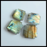 Labradorite Cross Beads Cabochons 4Pcs 18x18x4mm