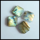 Labradorite Cross Beads Cabochons 4Pcs 18x18x4mm