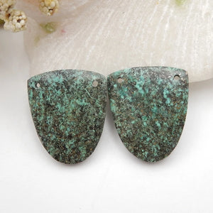 African Turquoise Earring Beads Pair 25x20x4mm
