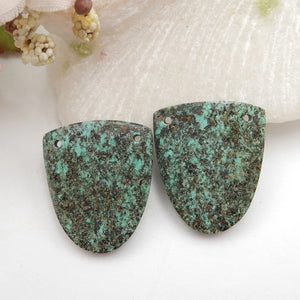 African Turquoise Earring Beads Pair 25x20x4mm