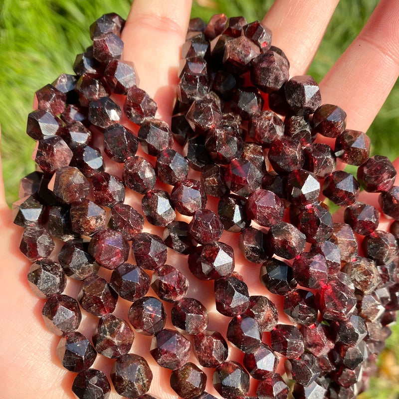 Dark Red Garnet Faceted Gemstone Beads 6-10mm