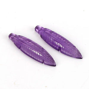 Hand Carved Amethyst Gemstone Feather Earrings, DIY Quartz Gemstone Earrings