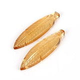 Hand Carved Amethyst Gemstone Feather Earrings, DIY Quartz Gemstone Earrings