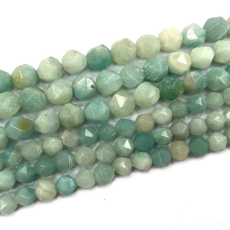 Faceted Amazonite Round Stone Beads for Jewelry Making