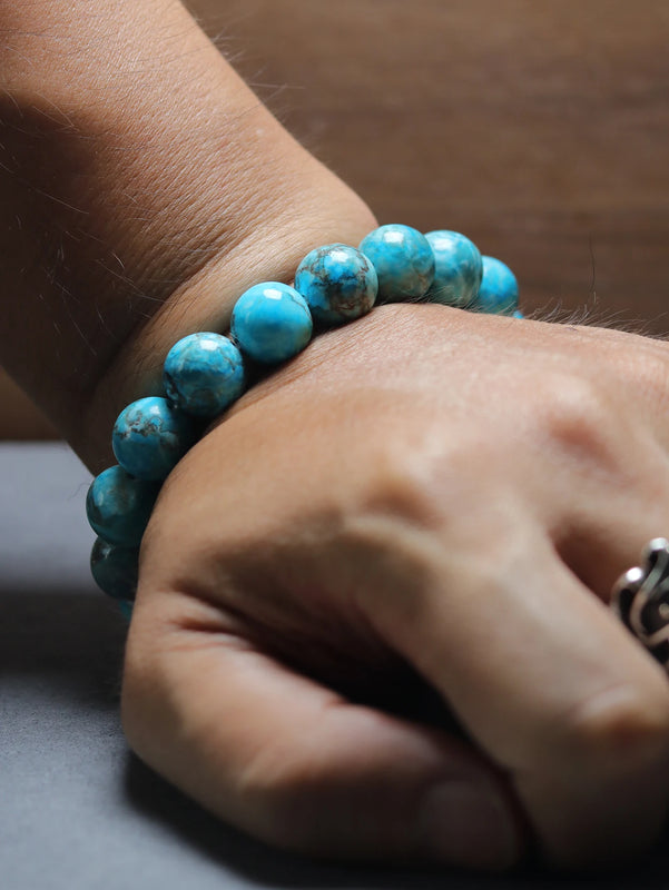 Magnesite Turquoise Bracelet 12MM Round Beads Healing Gemstone