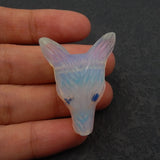 Opalite Wolf Head Necklace Pendant, 37x26x11mm