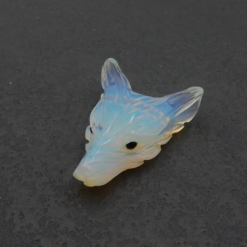 Opalite Wolf Head Necklace Pendant, 37x26x11mm
