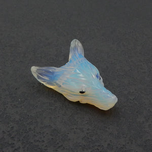 Opalite Wolf Head Necklace Pendant, 37x26x11mm