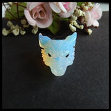 Opalite Wolf Head Pendant for DIY Necklace, 43x30x14mm