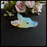 Opalite Wolf Head Pendant for DIY Necklace, 43x30x14mm