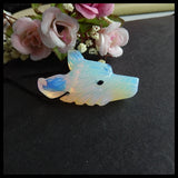 Opalite Wolf Head Necklace Pendant, Natural Gemstone Carving