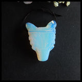 Opalite Wolf Head Necklace Pendant, Natural Gemstone Carving