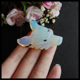 Opalite Wolf Head Necklace Pendant, Natural Gemstone Carving