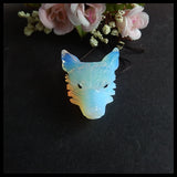 Opalite Wolf Head Necklace Pendant, Natural Gemstone Carving