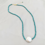 Gemstone Choker Necklace Turquoise Pearl Bohemian Necklace