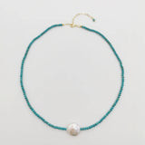 Gemstone Choker Necklace Turquoise Pearl Bohemian Necklace
