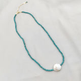 Gemstone Choker Necklace Turquoise Pearl Bohemian Necklace