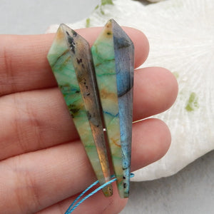 Chrysocolla Labradorite Woman Earring 47x12x55mm