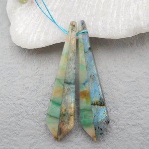 Chrysocolla Labradorite Woman Earring 47x12x55mm