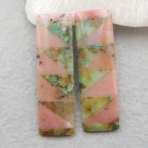 Chrysocolla Pink Opal Woman Earring 45x14x5mm