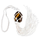 Gemstone Egg-Shaped Hanging Ornament w/ Tassels for Car Home Decor