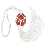 Gemstone Egg-Shaped Hanging Ornament w/ Tassels for Car Home Decor