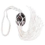 Gemstone Egg-Shaped Hanging Ornament w/ Tassels for Car Home Decor
