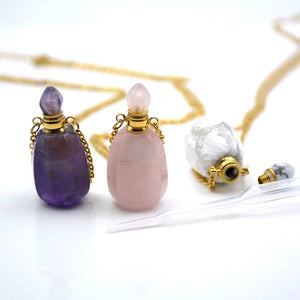 Gemstone Perfume Bottle Necklace