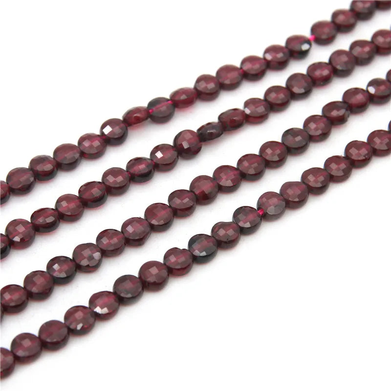 Garnet Beads Faceted Flat Round Rondelle 2-6mm DIY Jewelry Making