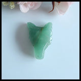 Green Aventurine Wolf Head Pendant for Jewelry Making