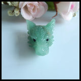 Green Aventurine Wolf Head Pendant for Jewelry Making