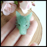 Green Aventurine Wolf Head Pendant for Jewelry Making