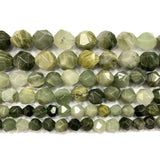 Green Rutilated Faceted Round Stone Spacer Beads for DIY Jewelry Making