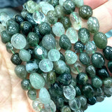 Green Rutilated Quartz 8-10mm Stone Beads DIY Bracelet