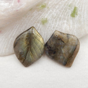 Labradorite Gemstone Hand Carved Leaves Women Earrings