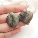 Labradorite Gemstone Hand Carved Leaves Women Earrings