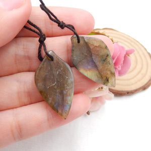 Labradorite Hand Carved Leaves Women Earrings