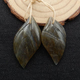 Labradorite Hand Carved Leaves Earrings