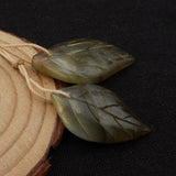 Labradorite Hand Carved Leaves Earrings