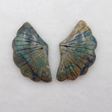 Chrysocolla Hand Carved Leaf Earrings 24x40mm