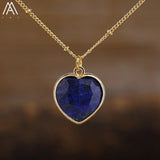 Gemstone Heart Pendant Necklace Healing Crystal LOVE Jewelry Women