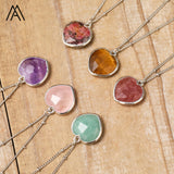 Gemstone Heart Pendant Necklace Healing Crystal LOVE Jewelry Women