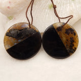 Labradorite Obsidian Gemstone Intarsia Earrings Set 30x5mm
