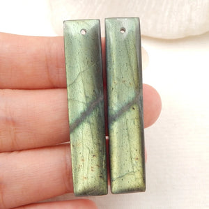 Labradorite & Obsidian Intarsia Earrings Set