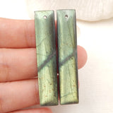 Labradorite & Obsidian Intarsia Earrings Set