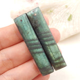 Labradorite & Obsidian Intarsia Earrings Set