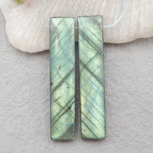 Labradorite and Obsidian Gemstone Intarsia Earrings Set