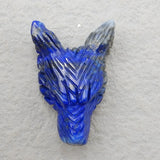 Hand-Cut Lapis Lazuli Wolf Head Pendant