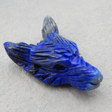 Hand-Cut Lapis Lazuli Wolf Head Pendant