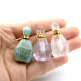 Gemstone Medicine Vial Perfume Bottle Pendant Fluorites Amethyst Necklace